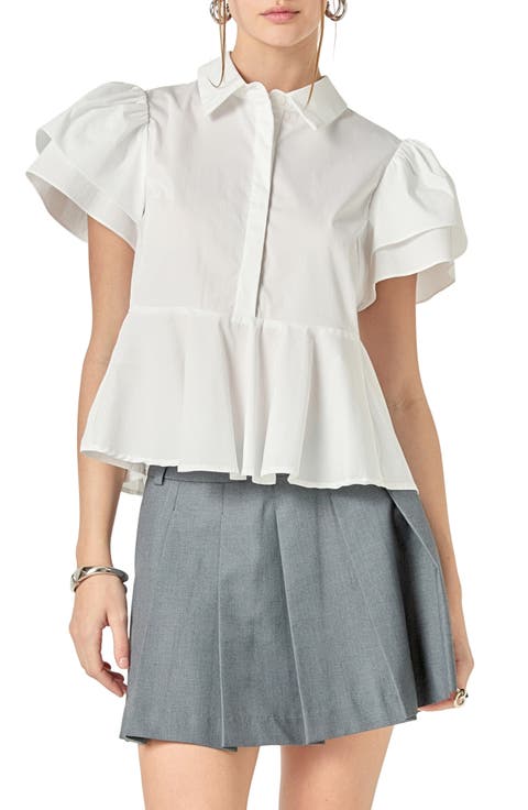 Woven Peplum Shirt