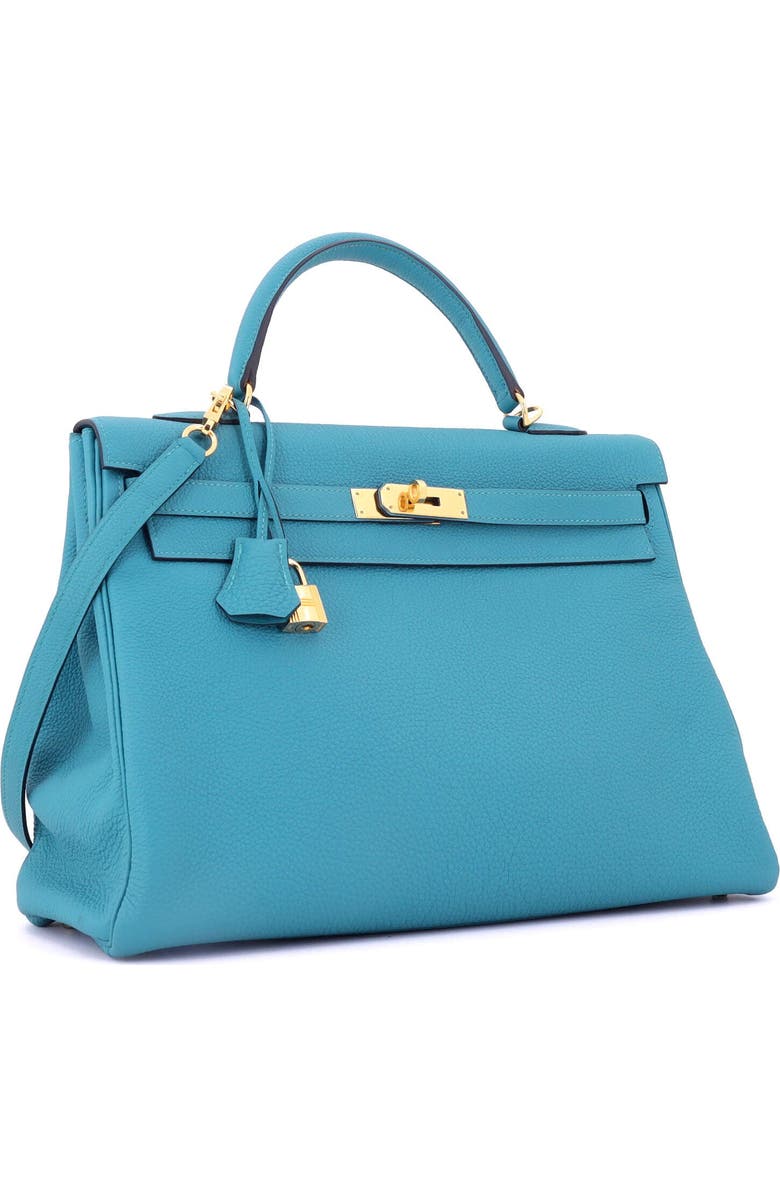 Pre-Owned Hermes Kelly Handbag Blue Togo with Gold Hardware 35, Alternate, color, Turquoise