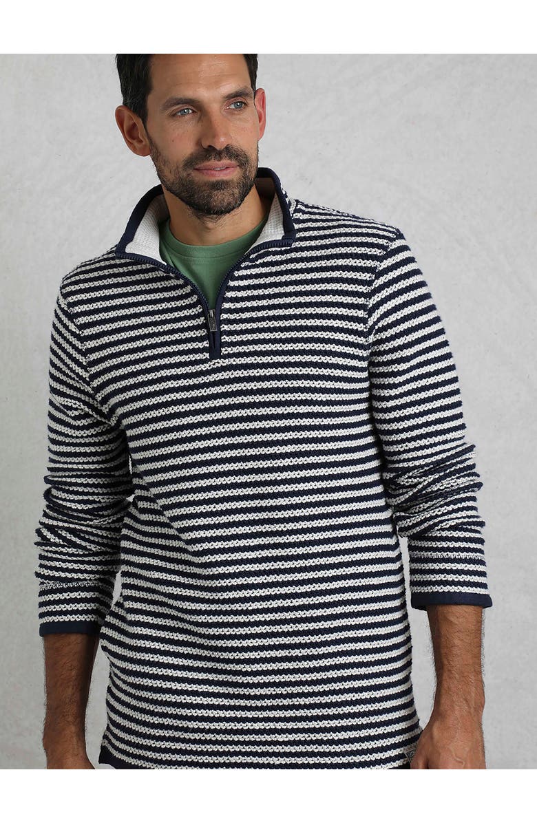 Weird Fish Shorling 1/4 Zip Stripe Macaroni, Main, color, Ecru