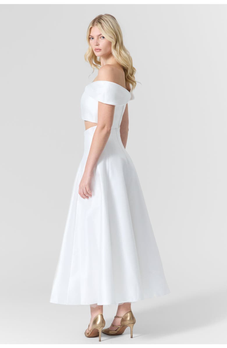 Le Fafo Off-Shoulder Silk Top & Skirt Set, Alternate, color, White