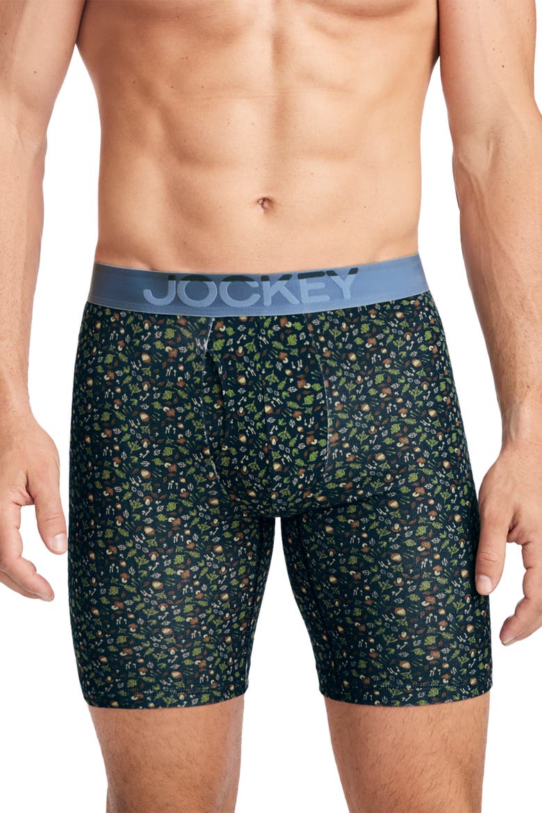 Mens Cotton Stretch 8" Long Leg Boxer Brief - 3 Pack, Alternate, color, Fun Forage
