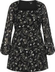 City Chic Emmie Floral Print Long Sleeve Minidress