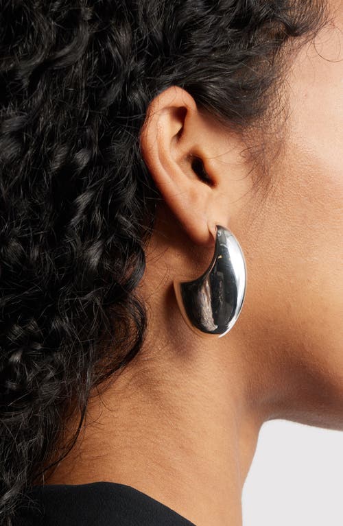 Open Edit Polished Crescent Hoop Earrings In Metallic