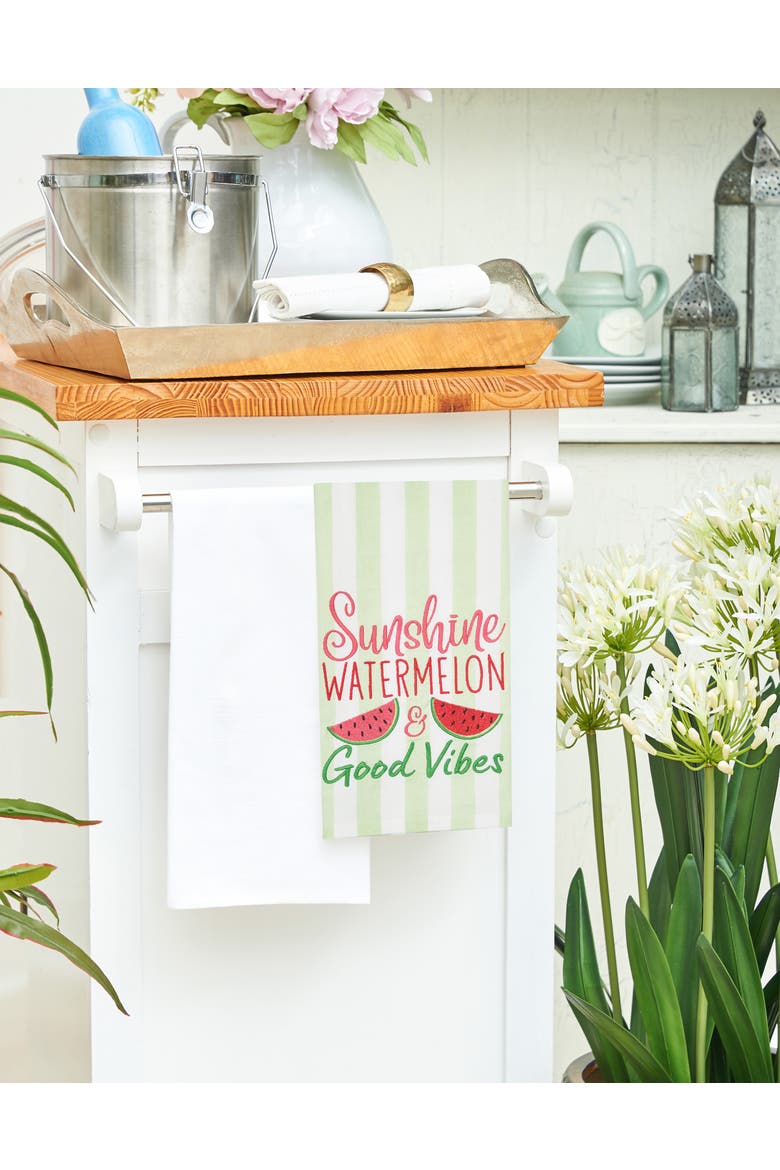 Watermelon & Good Vibes Cotton Kitchen Towel, Alternate, color, Green