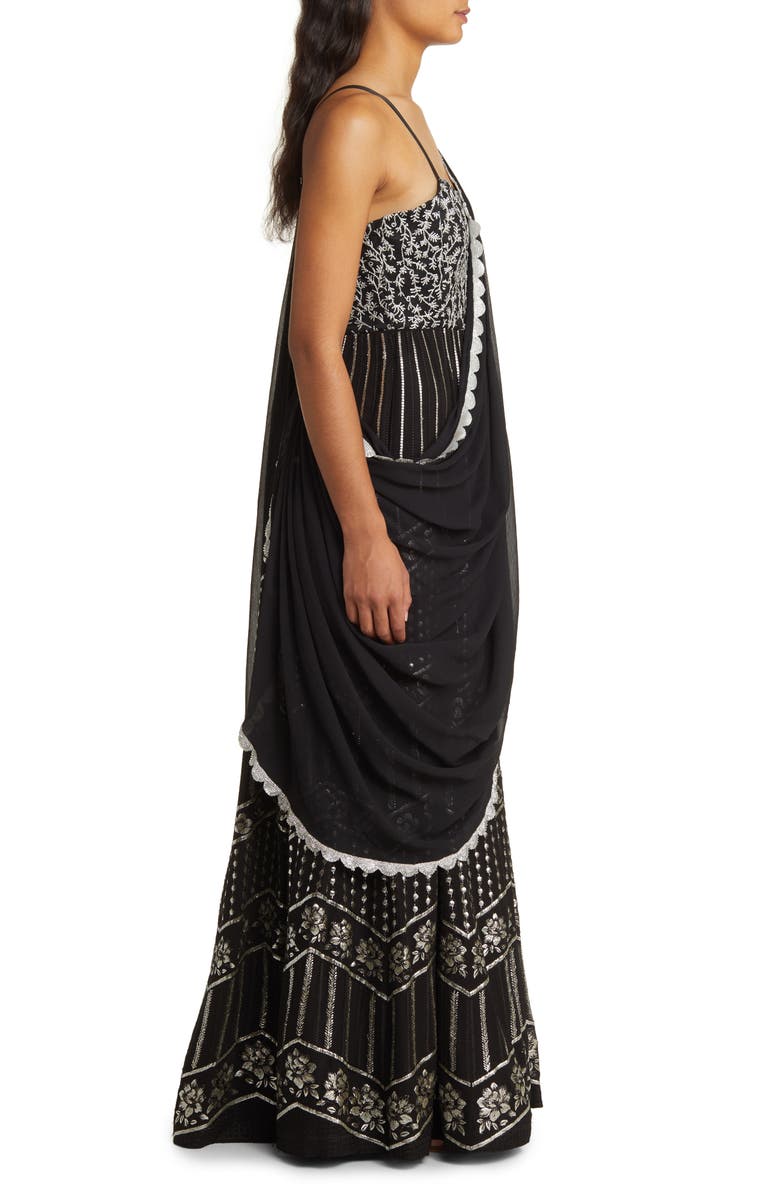 Sani Anjali Metallic Embroidered Anarkali with Dupatta, Alternate, color,