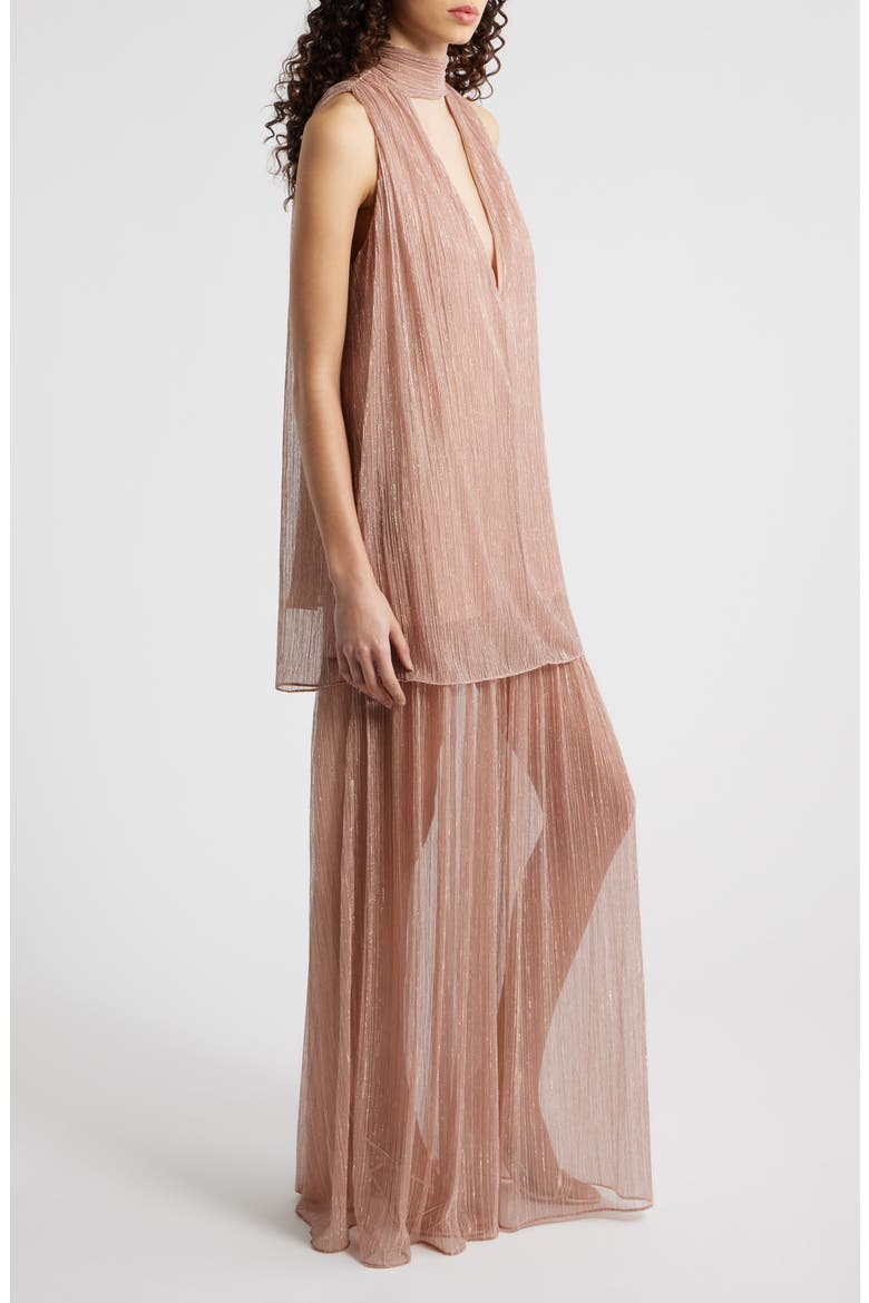 Valoria Metallic Micropleat Cocktail Dress, Alternate, color, FAIRY DUST