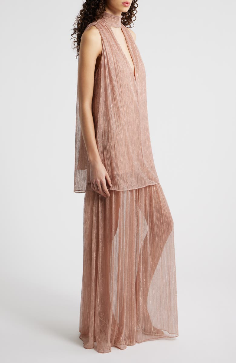 Black Halo Valoria Metallic Micropleat Cocktail Dress, Alternate, color, Fairy Dust