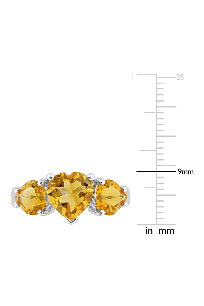 Sterling Silver Heart-Shape Citrine 3-Stone Ring, Alternate, color, YELLOW