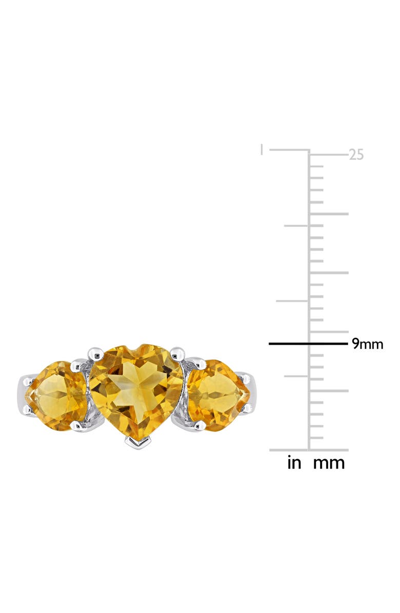 DELMAR Sterling Silver Heart-Shape Citrine 3-Stone Ring, Alternate, color, Yellow