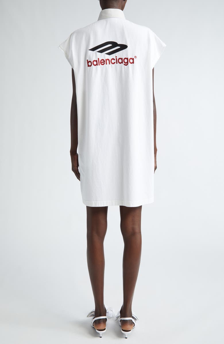 Balenciaga Logo Hybrid Sleeveless Shirtdress, Alternate, color, Dirty White
