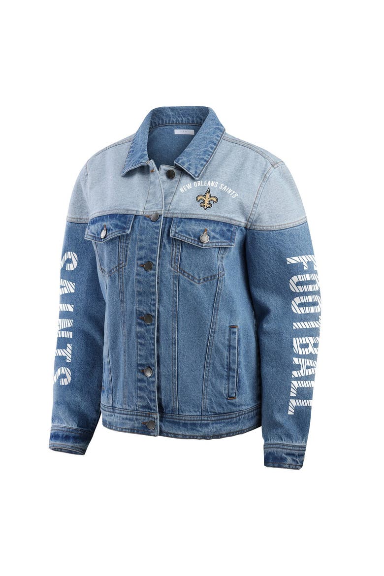 Women's WEAR by Erin Andrews  New Orleans Saints Full-Button Denim Jacket, Alternate, color, Denim