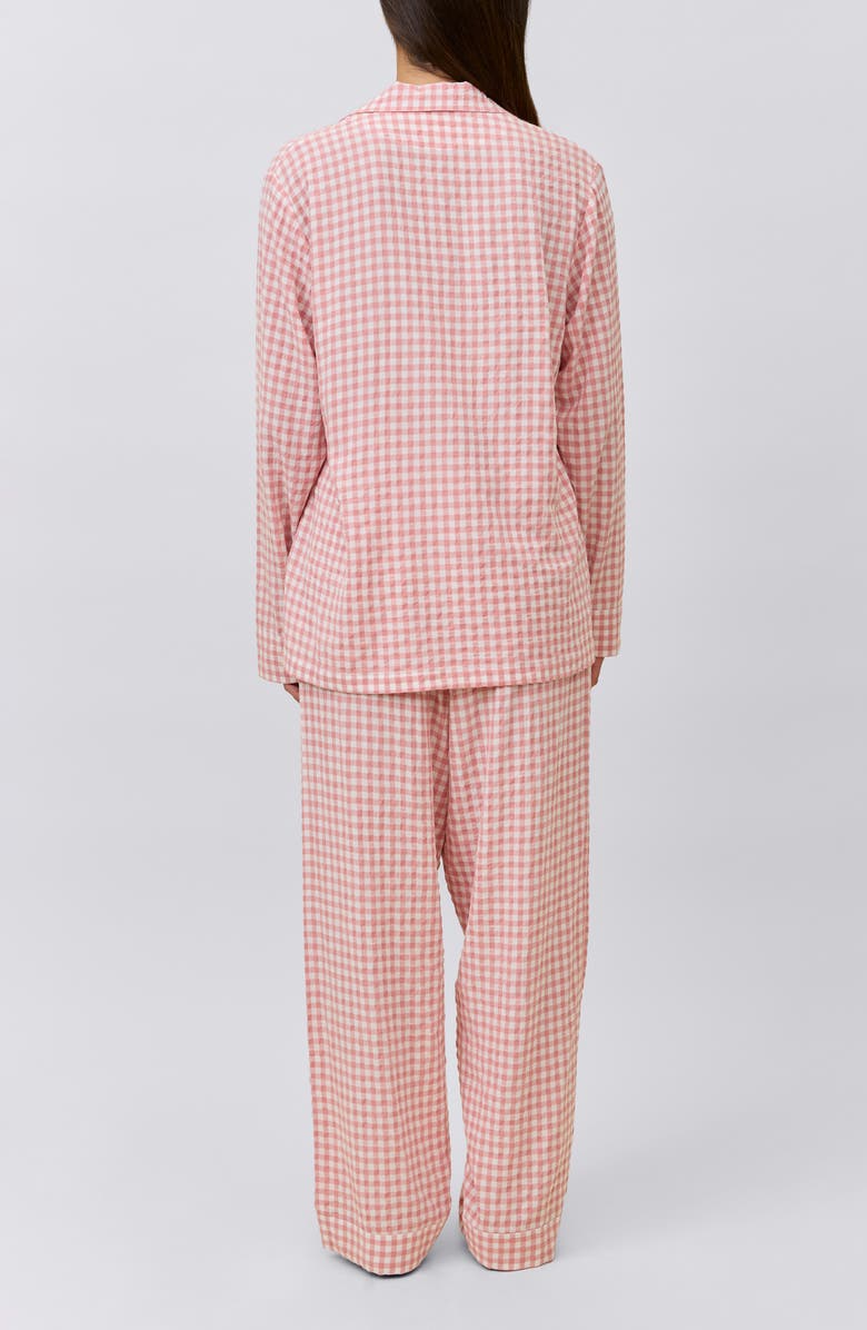 Papinelle Seersucker Gingham Cotton Blend Pajamas, Alternate, color, Strawberry