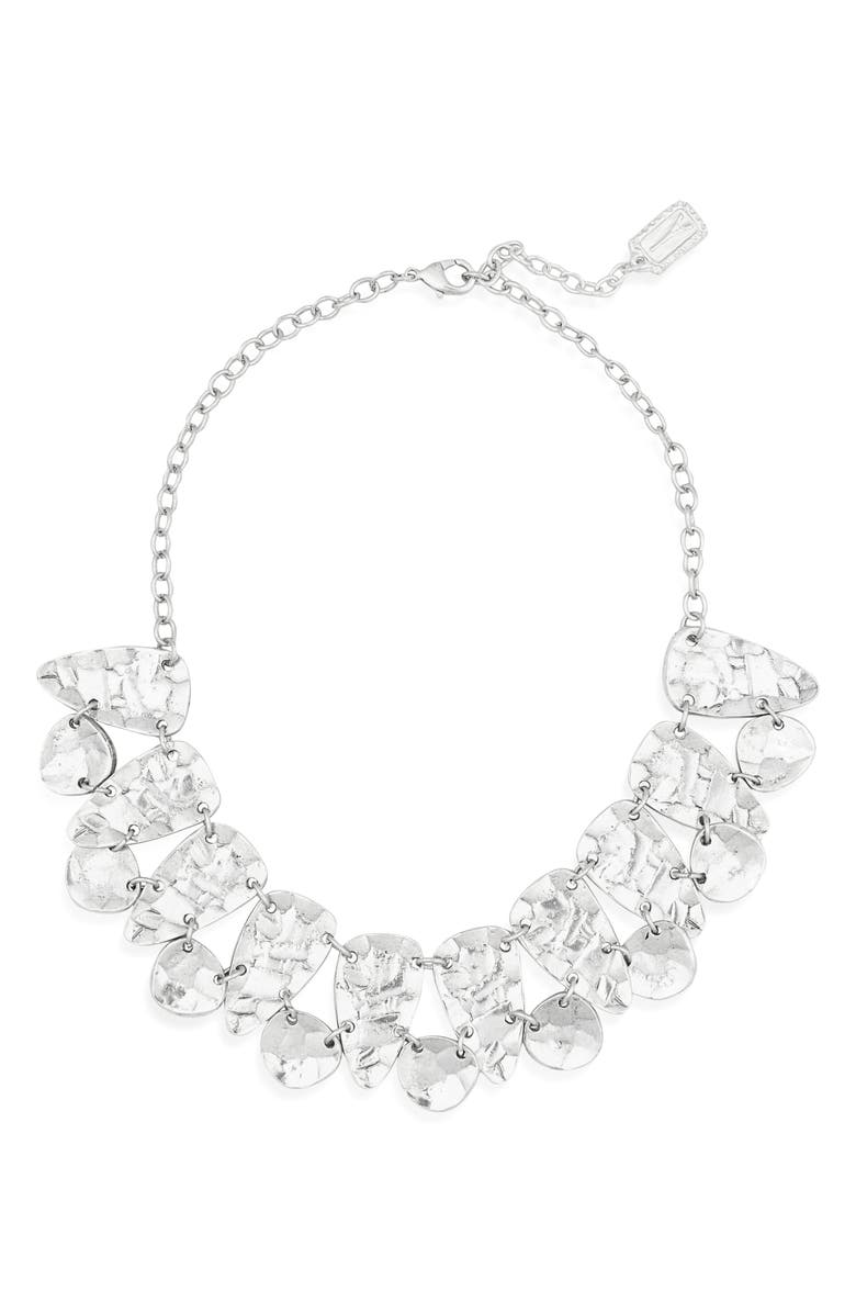 Karine Sultan Statement Bib Necklace, Main, color, Silver