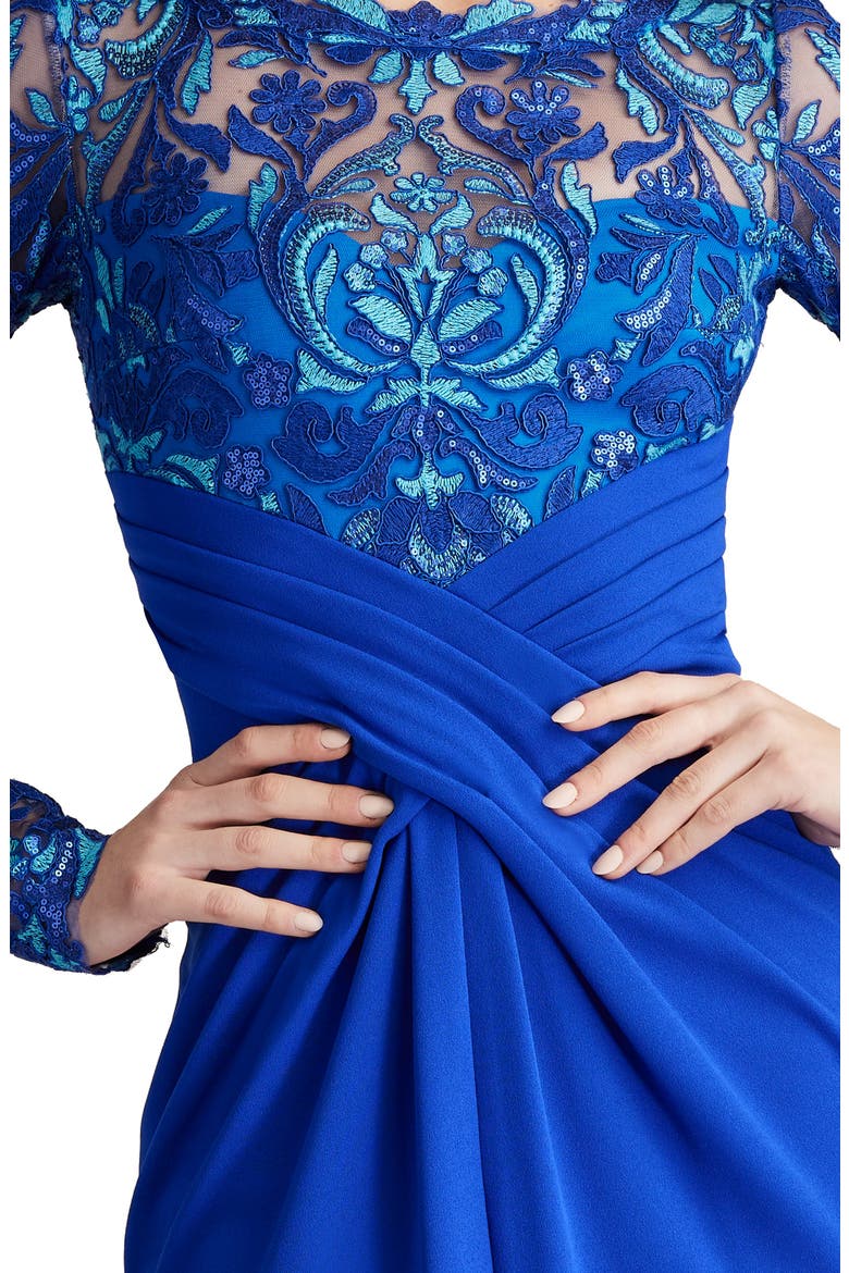 Sequin Crepe Long Sleeve Sheath Dress, Alternate, color, BLUE GAZE