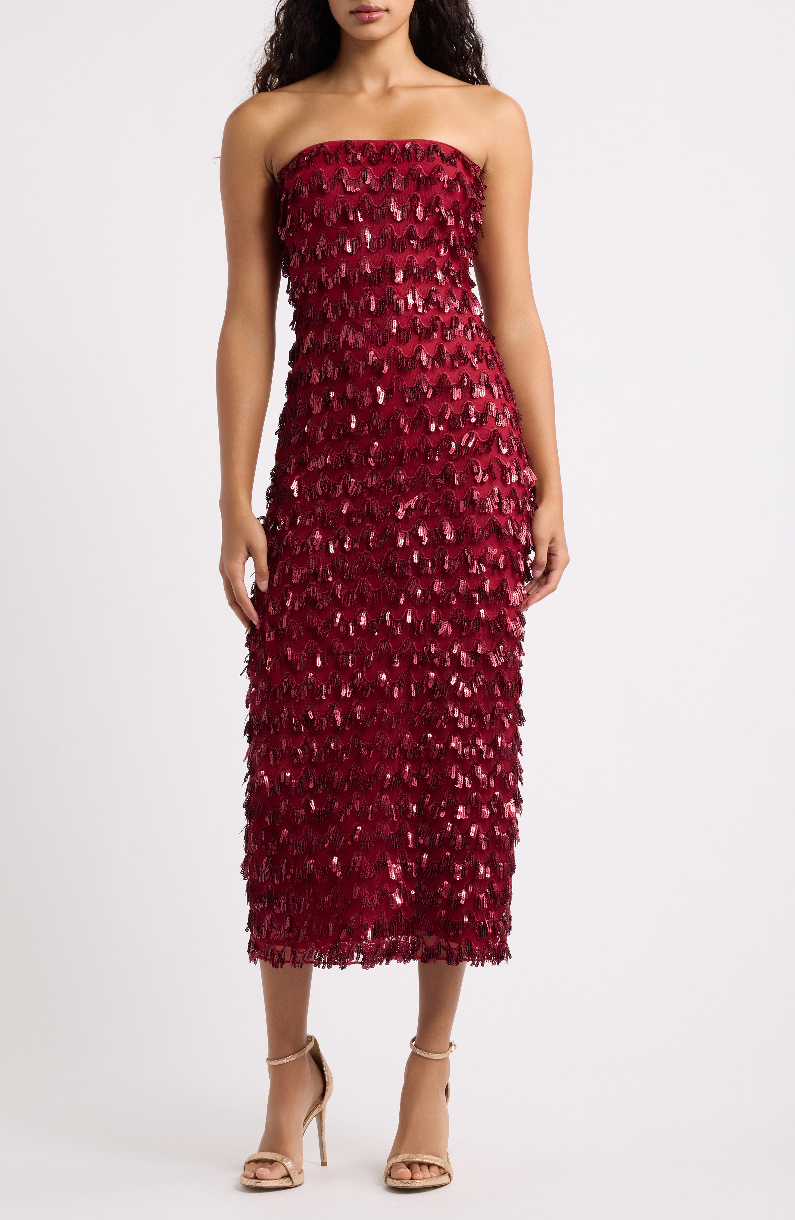 Saylor Brynhild Sequin Strapless Midi Dress (Women) | Nordstrom
