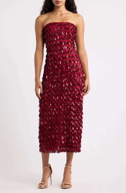 Brynhild Sequin Strapless Midi Dress