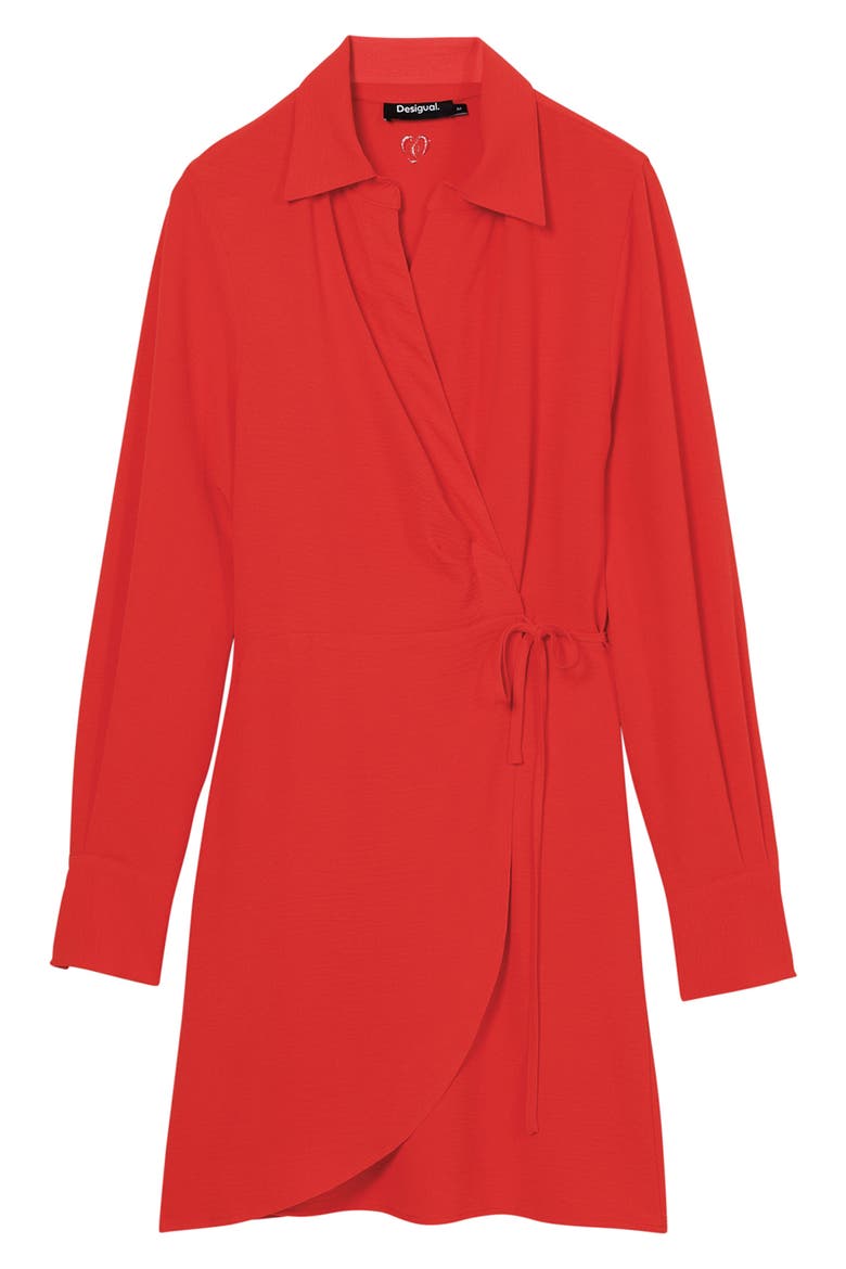 Detroit Long Sleeve Wrap Minidress, Alternate, color, RED