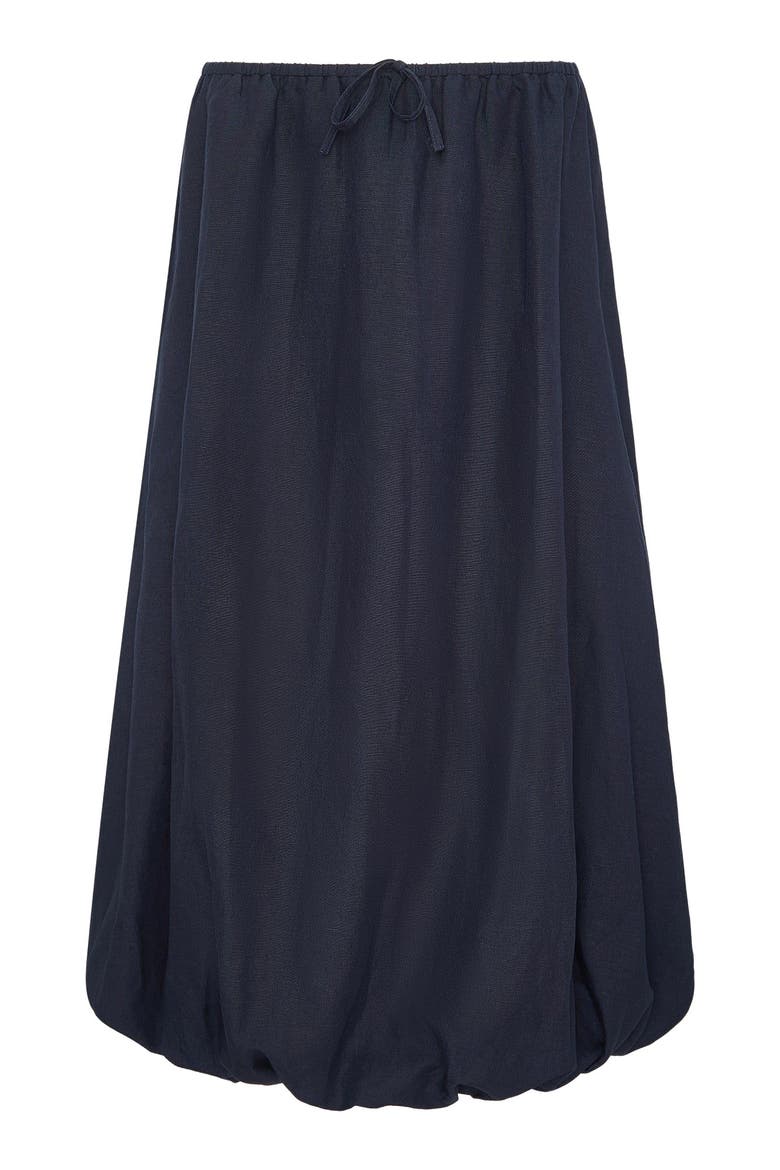 Air Linen Bubble Maxi Skirt, Alternate, color, NOIR NAVY