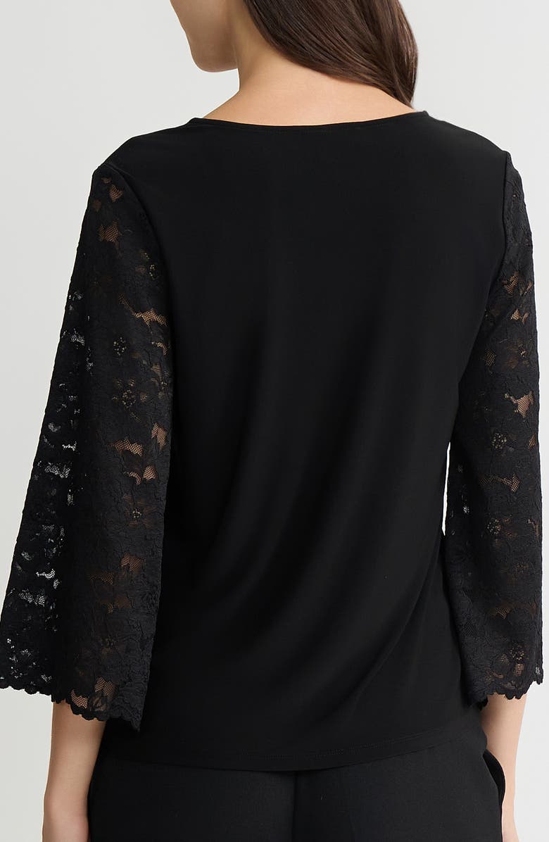 KASPER Lace Sleeve Top, Alternate, color, Black