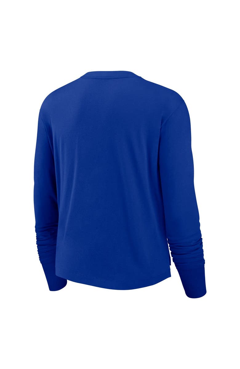 Nike Women's Nike Royal New England Patriots Layered Logo Cropped Long Sleeve Fashion T-Shirt, Alternate, color, Royal