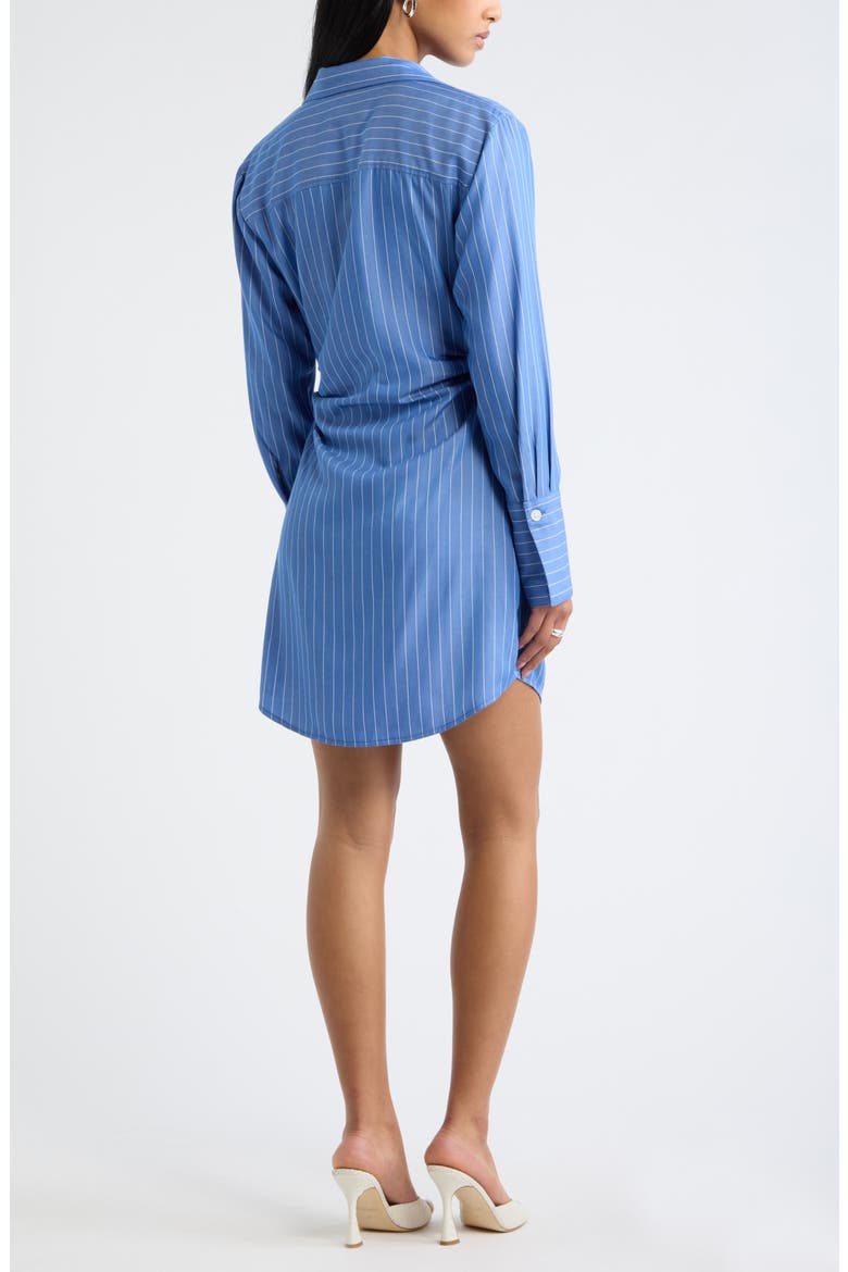 Asymmetrical Cinched Waist Shirt Dress, Alternate, color, BLUE WHITE JODI STRIPE