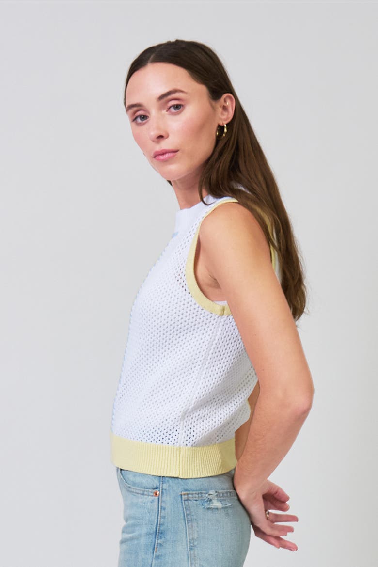 Birdie Two Toned Whipstitch Shell, Alternate, color, YELLOW / WHITE