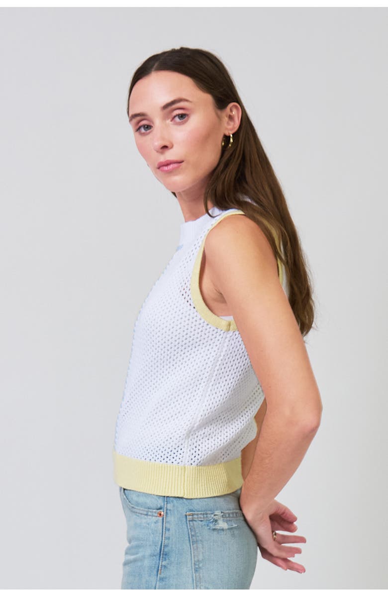 Central Park West Birdie Two Toned Whipstitch Shell, Alternate, color, Yellow / White