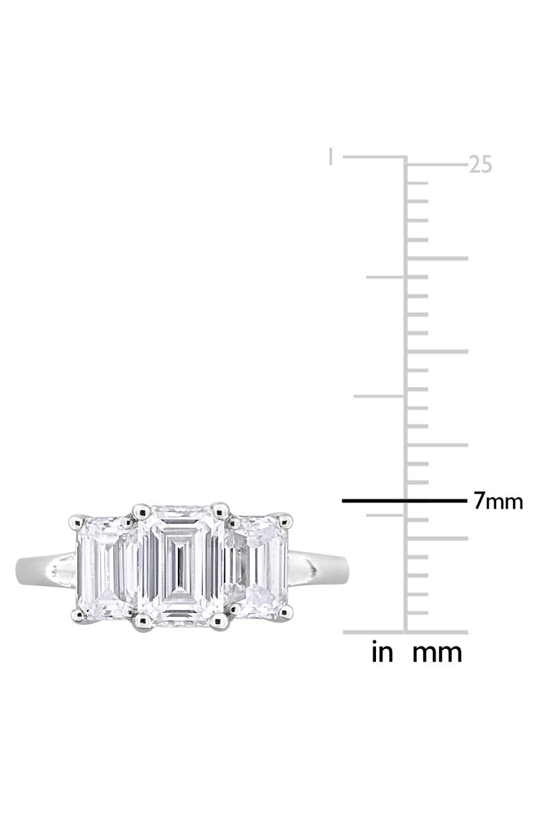 Emerald-cut Moissanite 3-Stone Ring, Alternate, color, Sterling Silver