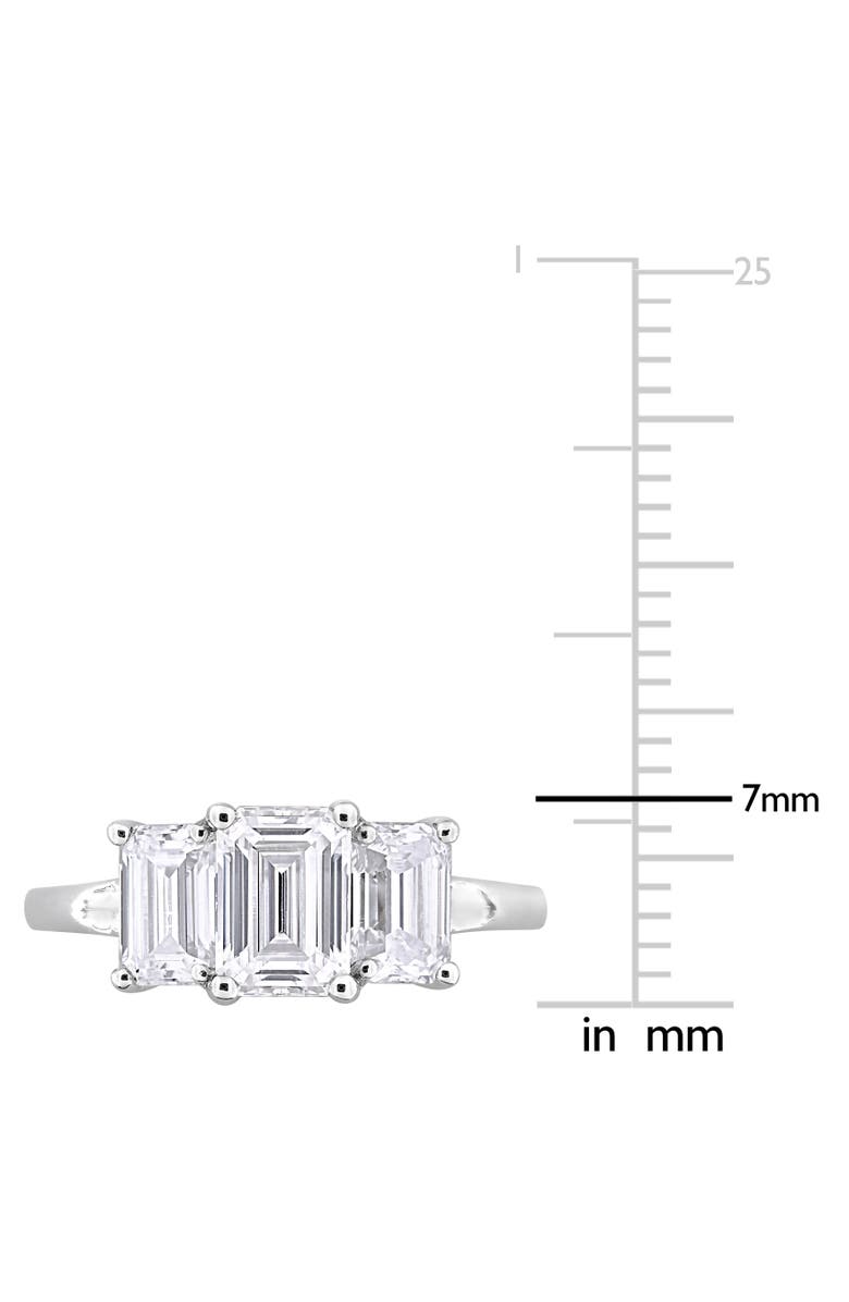 Julianna B. Emerald-cut Moissanite 3-Stone Ring, Alternate, color, Sterling Silver