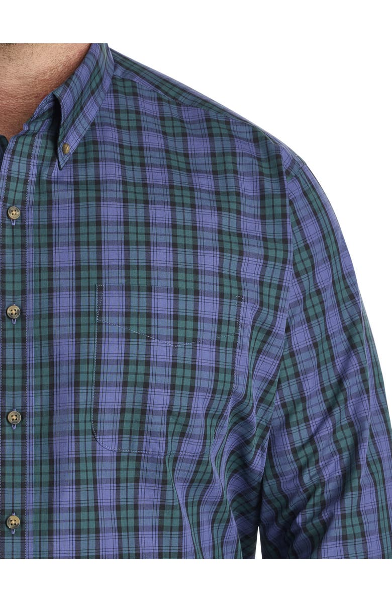 Harbor Bay by DXL Big & Tall Easy-Care Small Plaid Sport Shirt V2, Alternate, color, Blue Green