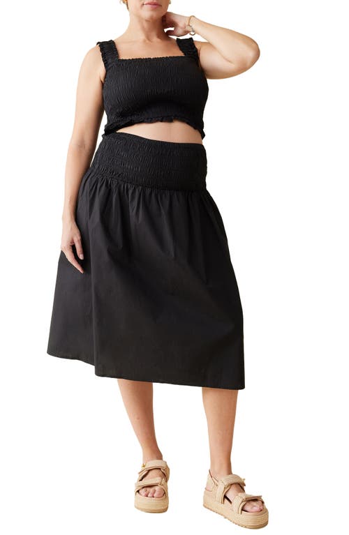 Ingrid & Isabel® Cotton Poplin Maternity Crop Top & Skirt Set in Black  product
