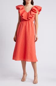 Chelsea28 Ruffle Puckered Midi Dress