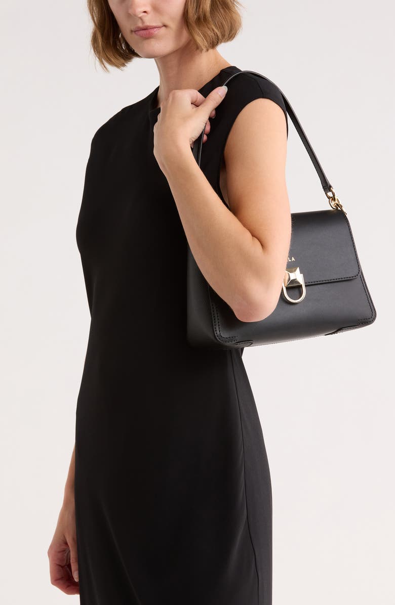 Furla Circe Small Leather Satchel, Alternate, color, Nero