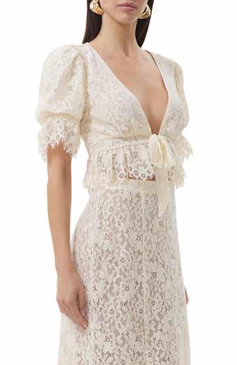 AFRM Wayla Puff Sleeve Lace Babydoll Top