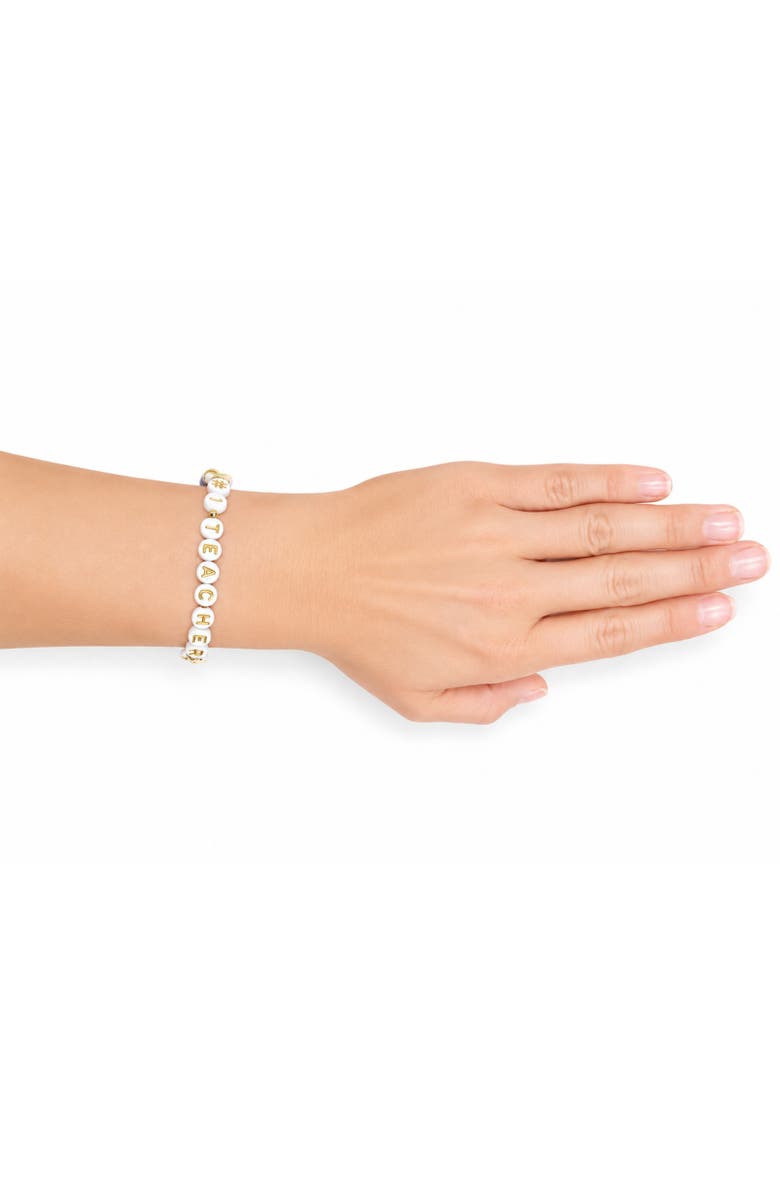 Bits & Bows #1 Teacher Women's Bracelet, Alternate, color, Blue/White/Green