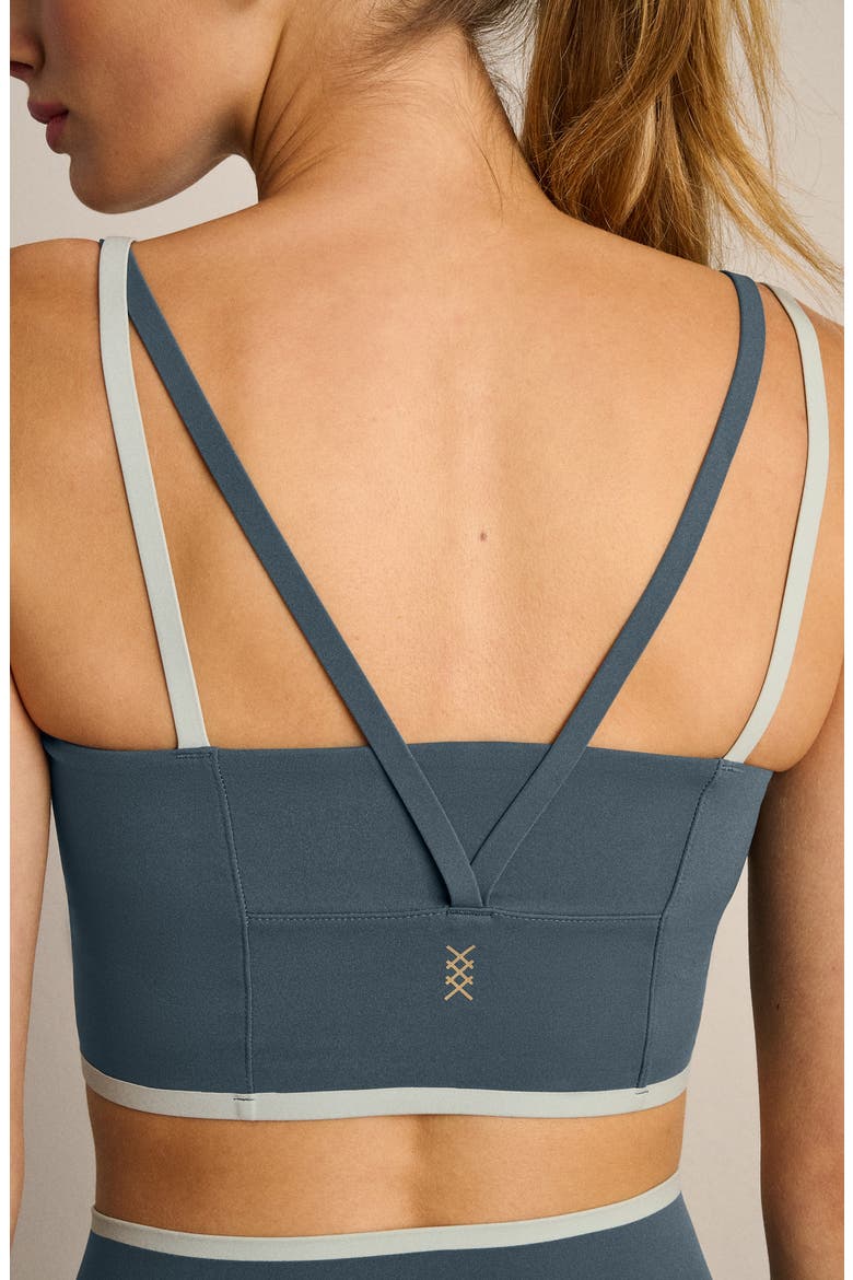 Instinct Contrast Longline UPF 50+ Sports Bra, Alternate, color, BLUE GRANITE
