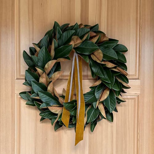 Cg Hunter 30 Inch Faux Green Magnolia Leaf Wreath In Green