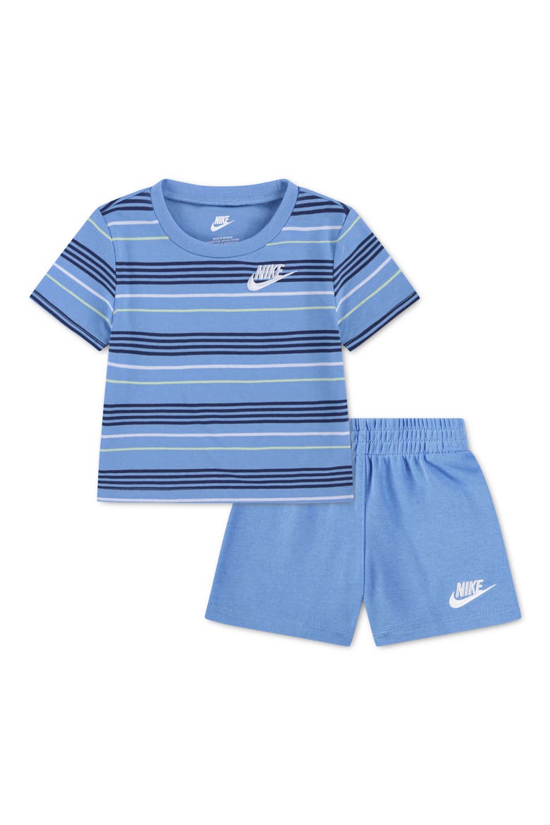 Stripe T-Shirt & French Terry Shorts Set, Main, color, UNIVERSITY BLUE