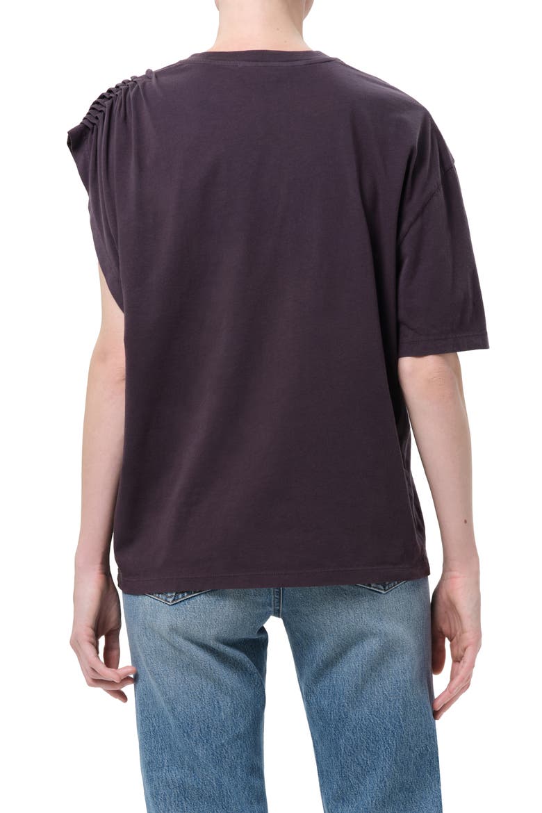 Roma Ruched Sleeve Organic Cotton T-Shirt, Alternate, color, CHARCOAL PURPLE