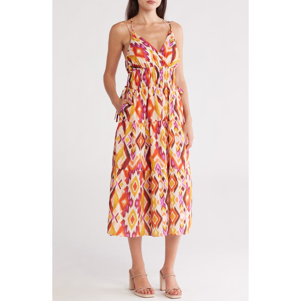Donna Ricco Strappy Tiered Midi Sundress