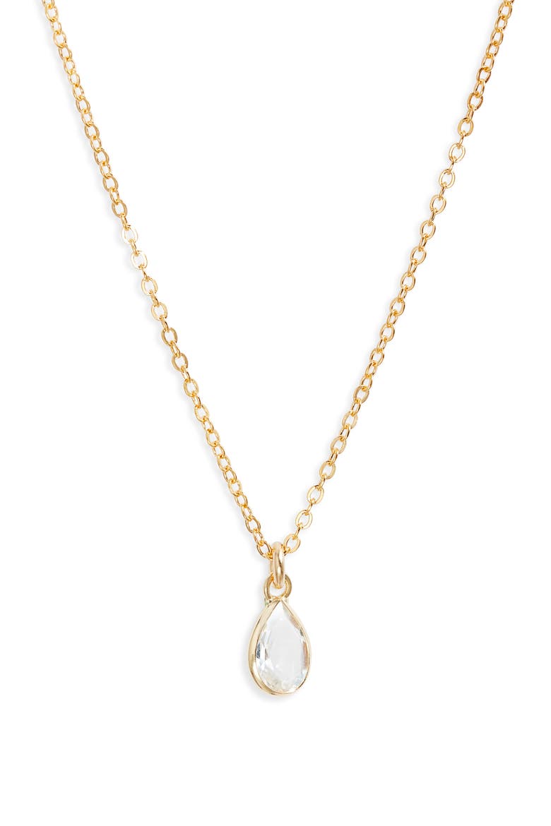 Everett White Topaz Pendant Necklace, Main, color, GOLD