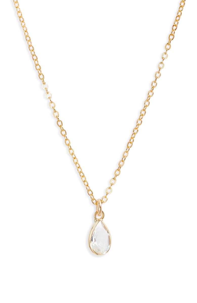 Set & Stones Everett White Topaz Pendant Necklace, Main, color, Gold