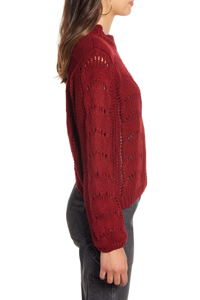Pointelle Sweater, Alternate, color, BURGUNDY