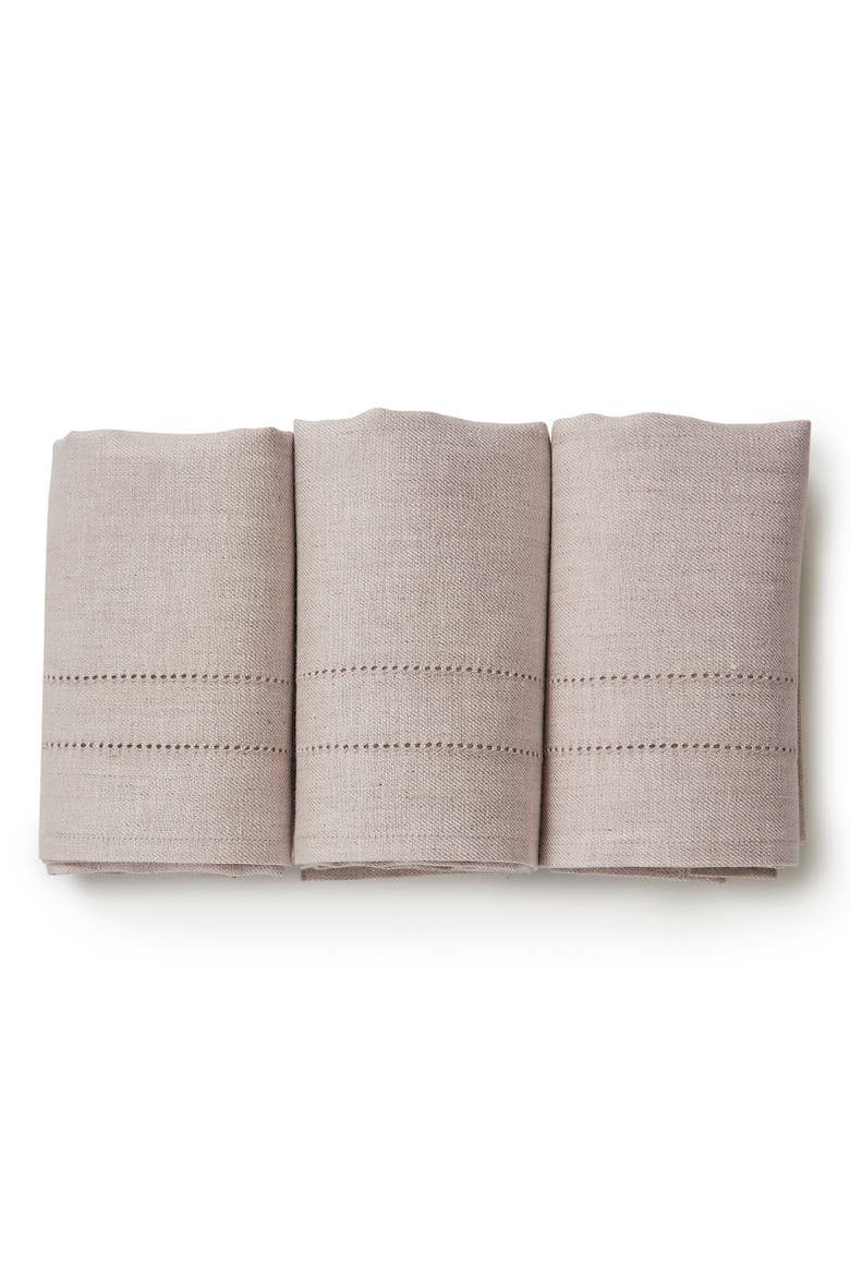 Linen Hand Towels Set of 3, 14 x 24" - Bath, Alternate, color, Light Natural