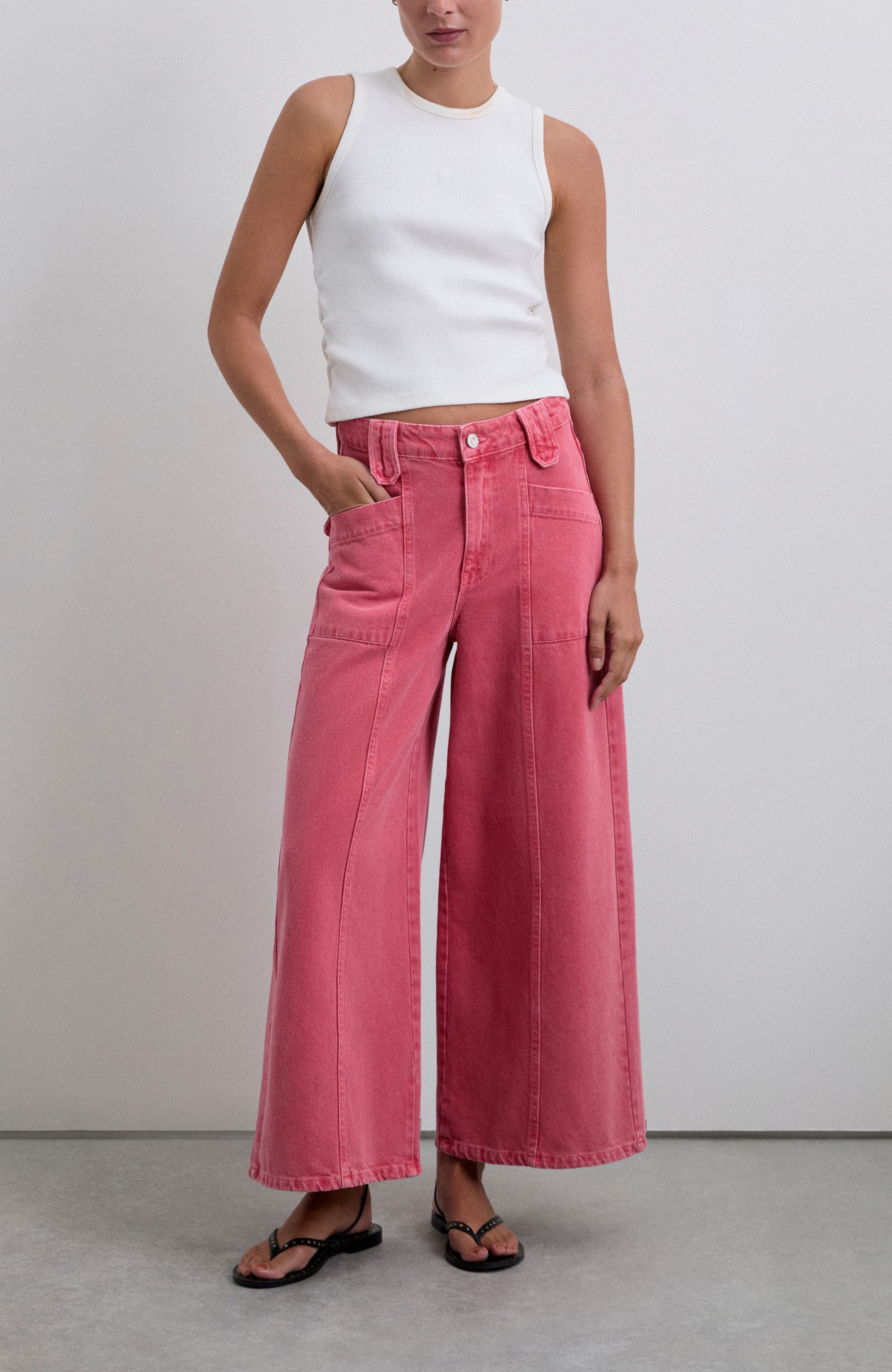 Culotte Washed Denim Pant - image 4