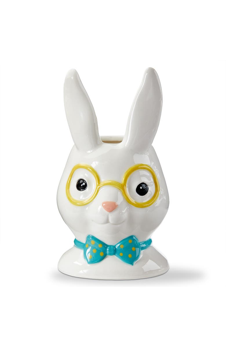 tag Eclectic Fun Rabbit Earthenware Vase White Multi 4.1 x 3.64 x 7.7 in, Main, color, White