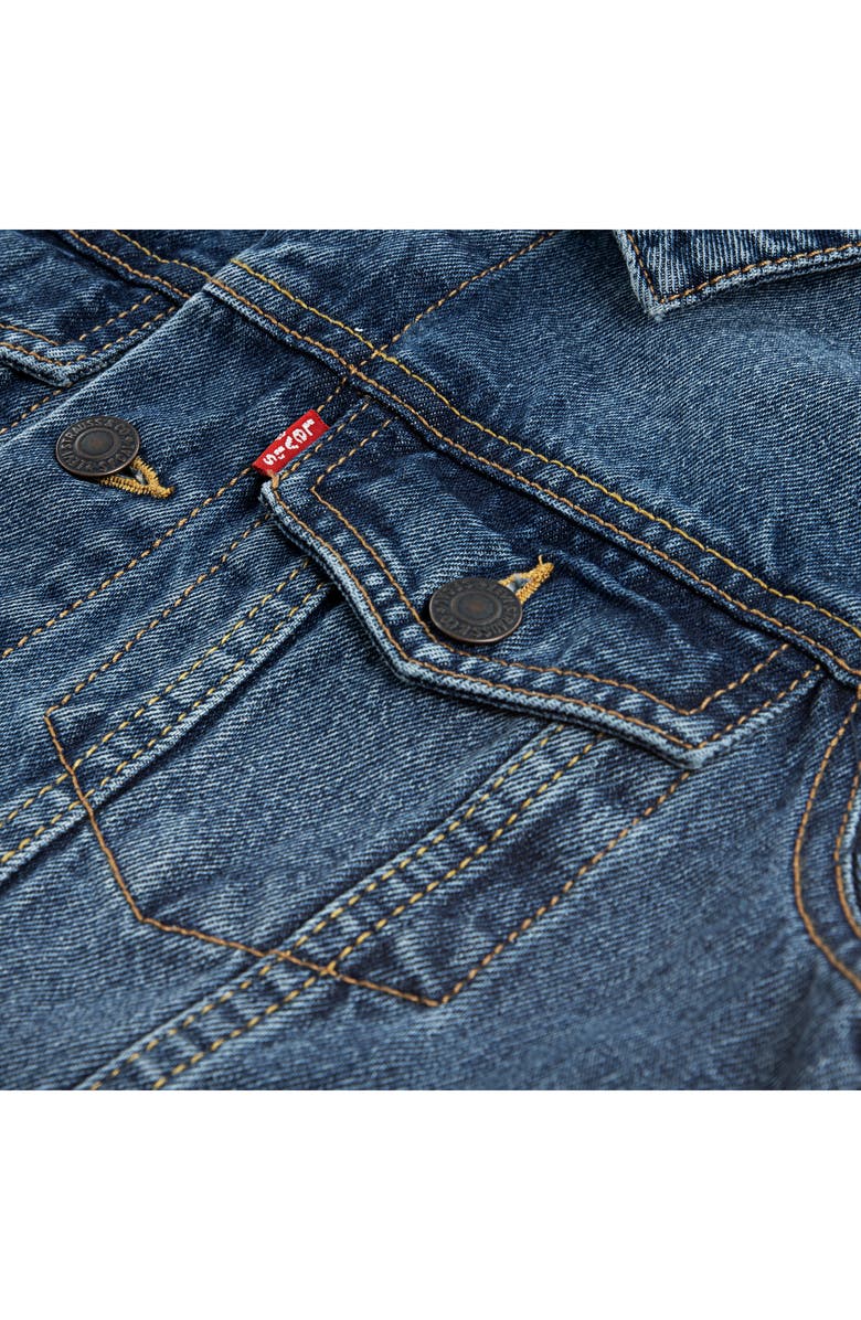 Levi's<sup>®</sup> Kid's American Flag Denim Trucker Jacket, Alternate, color, Denim