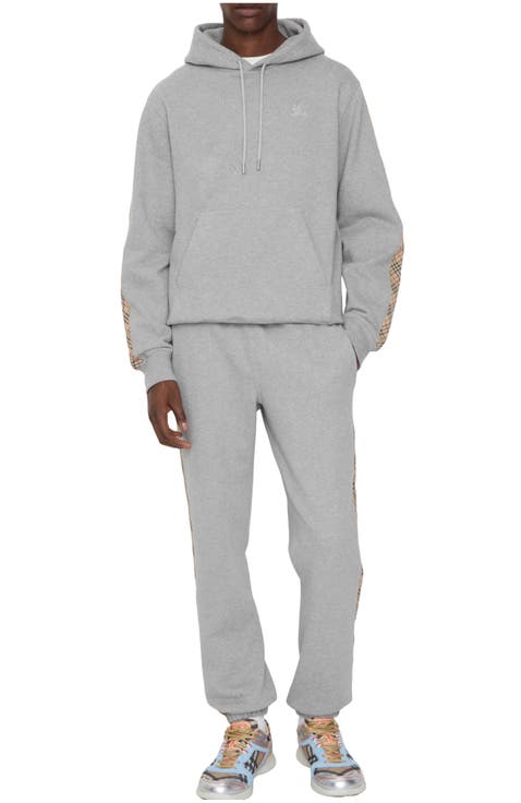 Check Trim Cotton Jogging Pants