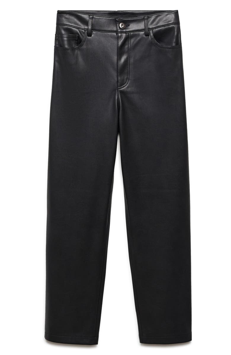 MANGO Faux Leather Straight Leg Pants, Main, color, 