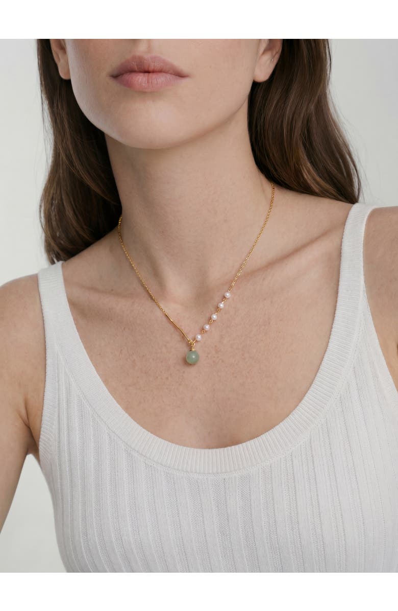 seree Isla Green jade and freshwater pearl necklace, Alternate, color, Light Green